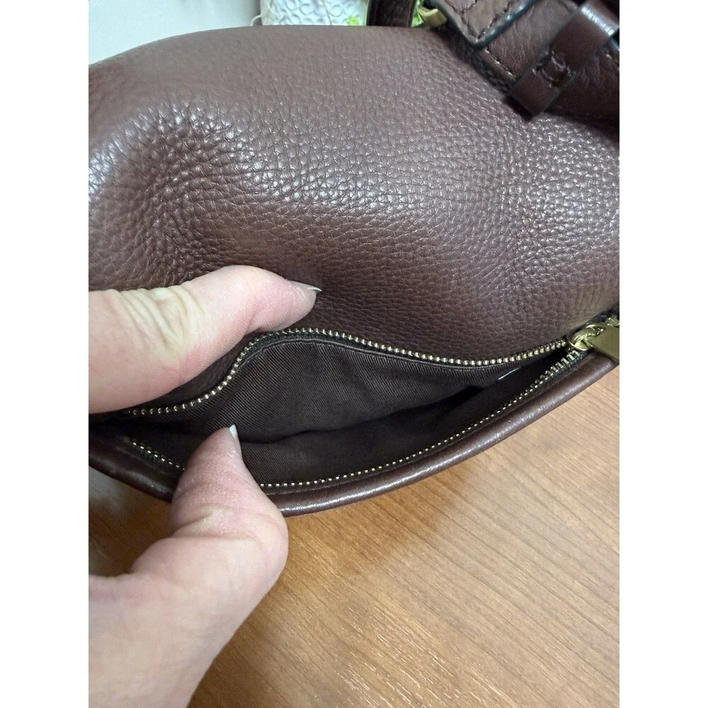 FOSSIL Preston Brown Leather Pocket Flap Expandable Crossbody Shoulder Bag EUC